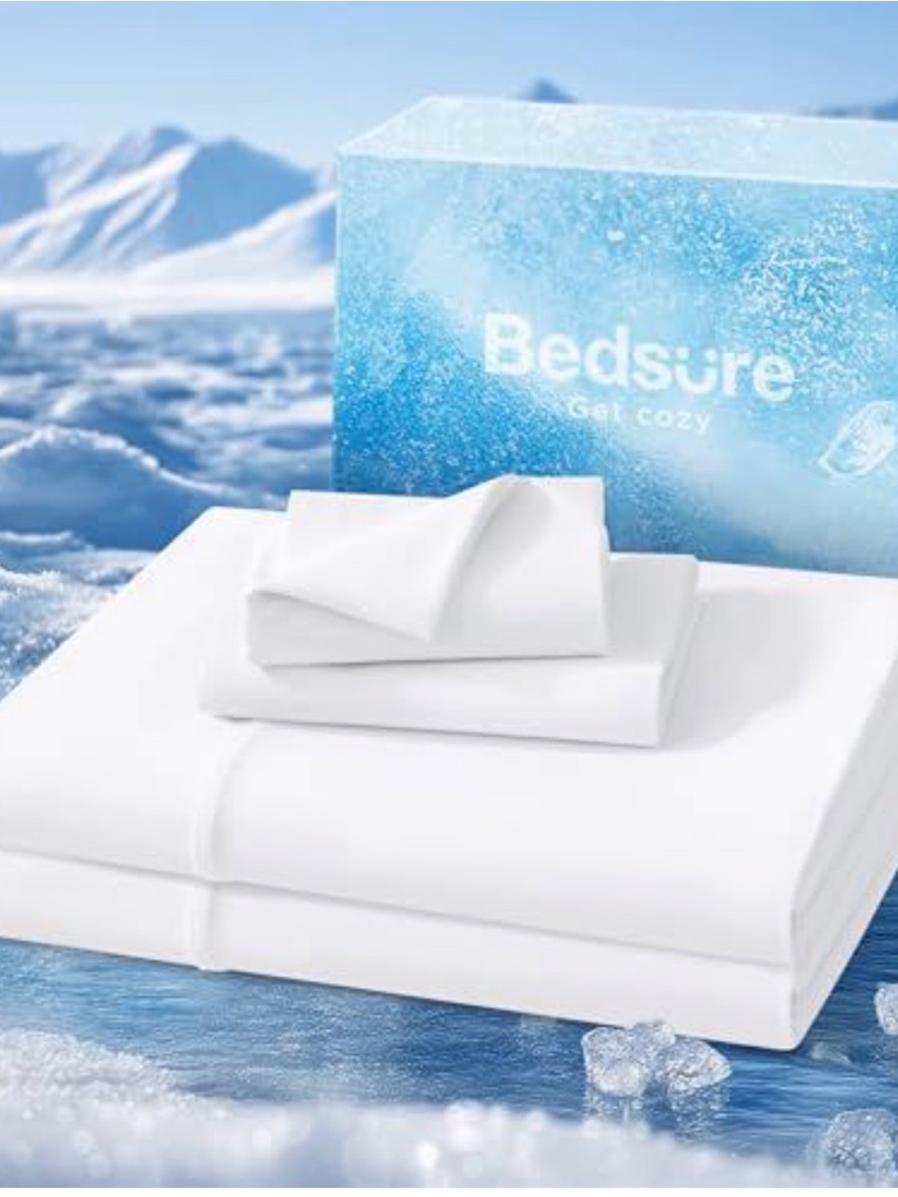 Bedsure Cooling Sheets Full Size,Hot Sleeper Bed Sheet Up to 18 Inches White New